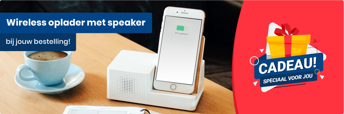 Draadloze oplader met speaker bij je bestelling!