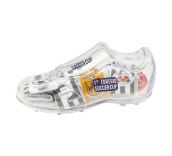 Voetbalschoen spaarpot met ca. 16 voetbalchocolaatjes bedrukken