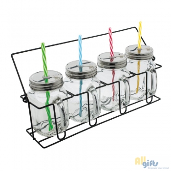Afbeelding van relatiegeschenk:Set van 4 glazen met rietjes aracuja