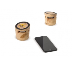 Houten look speaker 3W & draadloos laadstation 5W bedrukken