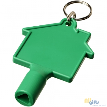 Afbeelding van relatiegeschenk:Maximilian huisvormige nuts-sleutel met sleutelhanger