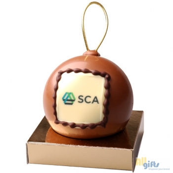 Afbeelding van relatiegeschenk:Chocolade kerstbal met logo