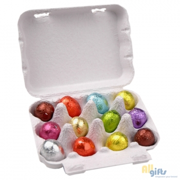 Afbeelding van relatiegeschenk:Kartonnen eierdoos 12 eitjes met etiket of banderol