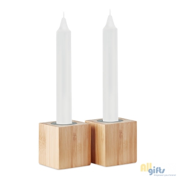 Afbeelding van relatiegeschenk:Bamboe kaarsenset