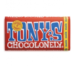 Tony's Chocolonely Melk chocoladereep, 180 gram bedrukken