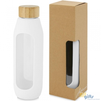 Afbeelding van relatiegeschenk:Tidan fles van 600 ml in borosilicaatglas met siliconen grip