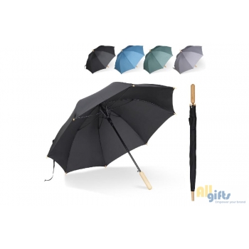 Afbeelding van relatiegeschenk:Stok paraplu 25” R-PET recht handvat auto open