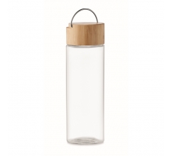 Glazen fles 500ml  bamboe dop bedrukken