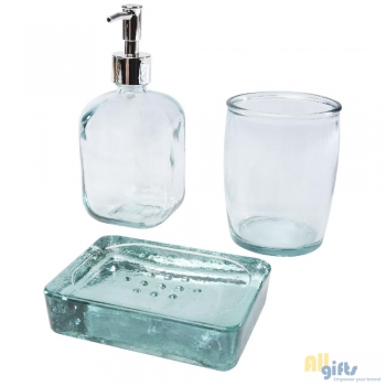 Afbeelding van relatiegeschenk:Jabony 3 delige badkamerset van gerecycled glas