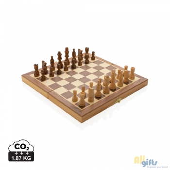 Afbeelding van relatiegeschenk:Luxe houten opvouwbaar schaakspel