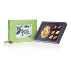 Pasen ChocoPostcard - Midi - Chocolade paaseitjes Paaseitjes en chocolade met wenskaa bedrukken