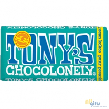 Afbeelding van relatiegeschenk:Tony's Chocolonely Puur-Pecan-Kokos reep, 180 gram