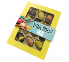 Geschenkdoosje met 12 Praline eitjes Geschenkdoosje met 12 Praline eitjes bedrukken