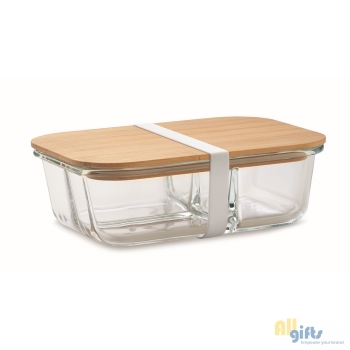 Afbeelding van relatiegeschenk:Glazen lunchbox bamboe deksel