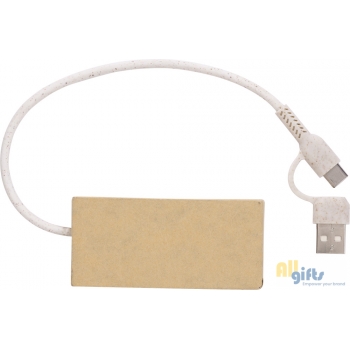Afbeelding van relatiegeschenk:Aluminium en gerecycled papier USB-hub Paulo
