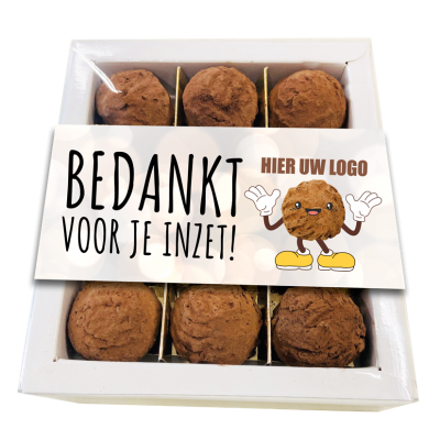 Afbeelding van relatiegeschenk:12 heerlijke roomtruffels in geschenkdoos (incl. banderol)