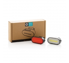 Lumino RCS rplastic USB-oplaadbare fietslamp set bedrukken