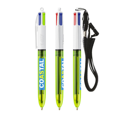 Afbeelding van relatiegeschenk:BIC® 4 Colours Fluo balpen + lanyard