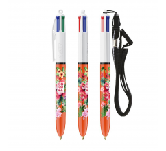 BIC® 4 Colours Fine balpen + Lanyard bedrukken