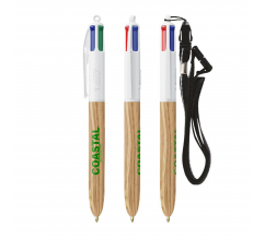 BIC® 4 Colours Wood Style with Lanyard bedrukken